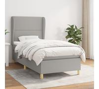 Sommier à Lattes de Lit avec Matelas Rembourré Gris Clair 90x200 cm Tissu vidaXL