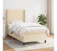 Sommier à Lattes de Lit avec Matelas, Lit Rembourré, Lit Simple, Lit Adulte de Chambre à Coucher Intérieur, Moderne, Crème 100x200 cm Tissu