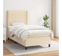 Sommier à Lattes de Lit avec Matelas, Lit Rembourré, Lit Simple, Lit Adulte de Chambre à Coucher Intérieur, Moderne, Crème 100x200 cm Tissu