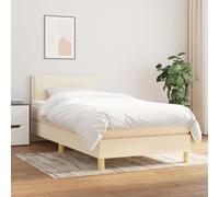 Vidaxl Lit À Sommier Tapissier Avec Matelas Crème 100x200 Cm Tissu