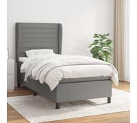 Sommier à Lattes de Lit avec Matelas Rembourré Gris Foncé 100x200cm Tissu vidaXL