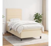 Sommier à Lattes de Lit avec Matelas, Lit Rembourré, Lit Simple, Lit Adulte de Chambre à Coucher Intérieur, Moderne, Crème 100x200 cm Tissu