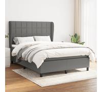 Boxspring met matras stof donkergrijs 140x200 cm3127886