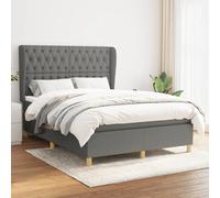Sommier à Lattes de Lit avec Matelas Rembourré Gris Foncé 140x200cm Tissu vidaXL
