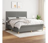 vidaXL Sommier à Lattes de Lit avec Matelas, Lit Rembourré, Lit Double, Lit Adulte de Chambre à Coucher Intérieur, Moderne, Gris Foncé 160x200cm Tissu Gris