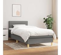 Vidaxl Lit À Sommier Tapissier Avec Matelas Gris Foncé 90x200 Cm Tissu Gris