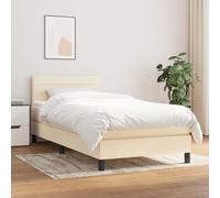 Sommier à Lattes de Lit avec Matelas, Lit Rembourré, Lit Simple, Lit Adulte de Chambre à Coucher Intérieur, Moderne, Crème 100x200 cm Tissu