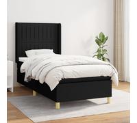 Sommier à Lattes de Lit avec Matelas Rembourré Noir 100x200 cm Tissu vidaXL