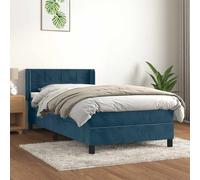 vidaXL Lit à sommier tapissier avec matelas Bleu foncé 100x200 cm