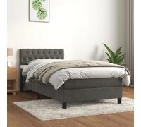 Vidaxl Lit À Sommier Tapissier Et Matelas Gris Foncé 180x200cm Velours Gris