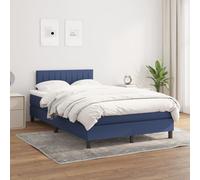 Vidaxl Lit À Sommier Tapissier Avec Matelas Bleu 120x200 Cm Tissu Bleu