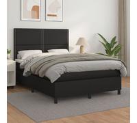 Vidaxl Lit À Sommier Tapissier Avec Matelas Noir 140x190 Cm Similicuir Noir