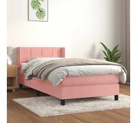 Sommier à Lattes de Lit avec Matelas Rembourré Rose 90x200 cm Velours vidaXL