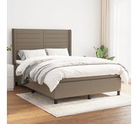 Sommier à Lattes de Lit avec Matelas Rembourré Taupe 140x190 cm Tissu vidaXL