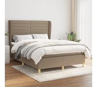 Sommier à Lattes de Lit avec Matelas Rembourré Taupe 140x200 cm Tissu vidaXL