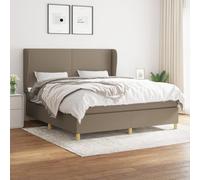 Sommier à Lattes de Lit avec Matelas Rembourré Taupe 160x200 cm Tissu vidaXL