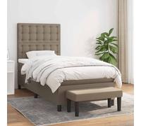 vidaXL Lit à sommier tapissier avec matelas Taupe 90x200 cm Tissu