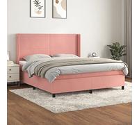 Sommier à lattes de lit avec matelas Rose 180x200 cm Velours complet cadre tête de lit réglable matelas ressorts ensachés surmatelas mousse confort fermeté moyenne literie chambre adulte