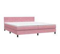 Sommier à Lattes de lit avec Matelas Rose 180x210 cm Velours Cadre de lit Confortable pour Chambre Moderne et Relaxation optimale