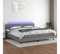 Sommier à Lattes de Lit et Matelas à Ressorts Ensachés avec LED, Gris Foncé, 200x200 cm, Tête de Lit Réglable, Confort Supérieur pour Chambre à Coucher Moderne