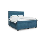 vidaXL Sommier à lattes de lit et matelas Bleu 200x200 cm velours
