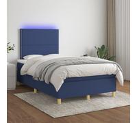 Vidaxl Sommier Tapissier Avec Matelas Et Led Bleu 120x200 Cm Tissu Multicolore