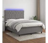 Sommier à Lattes de Lit et Matelas et LED Rembourré Gris Clair 140x190 cm vidaXL