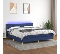 Vidaxl Sommier Tapissier Avec Matelas Et Led Bleu 160x200 Cm Tissu Multicolore