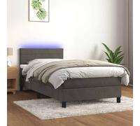 vidaXL Boxspring met matras en LED fluweel donkergrijs 90x190 cm3134436 Gris G