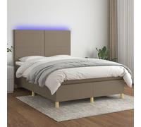 Sommier à Lattes de Lit et Matelas et LED Rembourré Noir 140x190 cm Tissu vidaXL