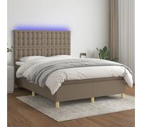 Vidaxl Sommier Tapissier Avec Matelas Et Led Taupe 140x200 Cm Tissu Multicolore