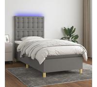Boxspring met matras en LED stof donkergrijs 100x200 cm3135734