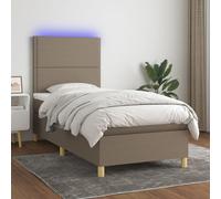 vidaXL Sommier tapissier avec matelas et LED Taupe 90x200 cm Tissu Multicolore