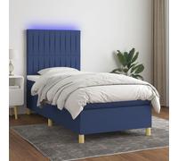 Sommier à Lattes de Lit et Matelas et LED Rembourré Taupe 90x200 cm Tissu vidaXL