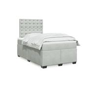 Sommier à lattes de lit et matelas gris clair 120x190cm velours 3290870