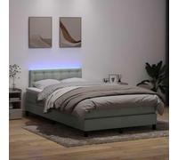 Sommier à Lattes de lit et Matelas Gris Clair 120x220cm Velours with LED Lights, Adjustable headboard, Pocket Spring Mattress for Modern Bedroom and Guest Room Sleeping Comfort