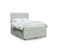 vidaXL Sommier à lattes avec matelas rembourré Velours Gris clair 160x200 cm