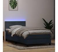 Sommier à lattes de lit et matelas gris foncé 80x220 cm velours avec lumières LED, ressorts ensachés, tête de lit réglable pour chambre moderne et salon, literie confortable avec surmatelas lavable