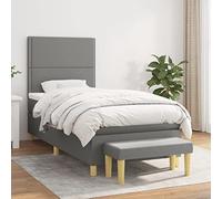 Sommier à Lattes de lit et Matelas Gris foncé 90x190 cm Tissu Lits, Cadres de lit
