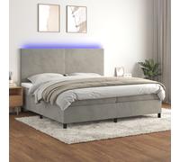 Sommier à Lattes de Lit et Matelas LED Rembourré Noir 200x200 cm Velours vidaXL