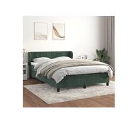 Vidaxl Lit À Sommier Tapissier Et Matelas Vert Foncé 140x190cm Velours Multicolore