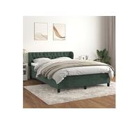 Vidaxl Lit À Sommier Tapissier Et Matelas Vert Foncé 140x190cm Velours Multicolore