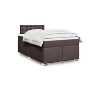 vidaXL Sommier à lattes de lit et matelas marron foncé 120x190cm tissu 3288144 Marron G