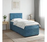 vidaXL Lit boxspring avec Matelas Bleu foncé 90 x 190 cm Velours
