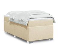 vidaXL Sommier à lattes de lit avec matelas rembourré en tissu Crème 100x200 cm