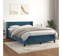 Sommier à Lattes de Lit et Matelas Rembourré Bleu Foncé 140x200cm Velours vidaXL