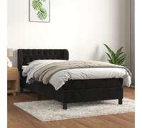 Vidaxl Lit À Sommier Tapissier Avec Matelas Noir 100x200 Cm Velours Noir