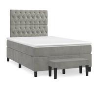 Sommier à Lattes de Lit et Matelas Rembourré Gris Clair 120x190cm Velours vidaXL