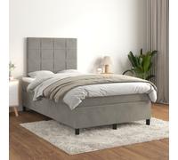 vidaXL Sommier à lattes de lit et matelas Gris clair 120x200cm Velours 3143073