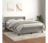 Sommier à Lattes de Lit et Matelas, Lit Rembourré, Lit Double, Lit Adulte de Chambre à Coucher Intérieur, Moderne, Gris Clair 140x190cm Velours